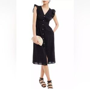 J. Crew Black Eyelet Midi Dress